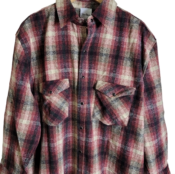 Women Long Sleeve Shirt Button Down Plaid Loose Casual Flannel - Picture 11 of 14